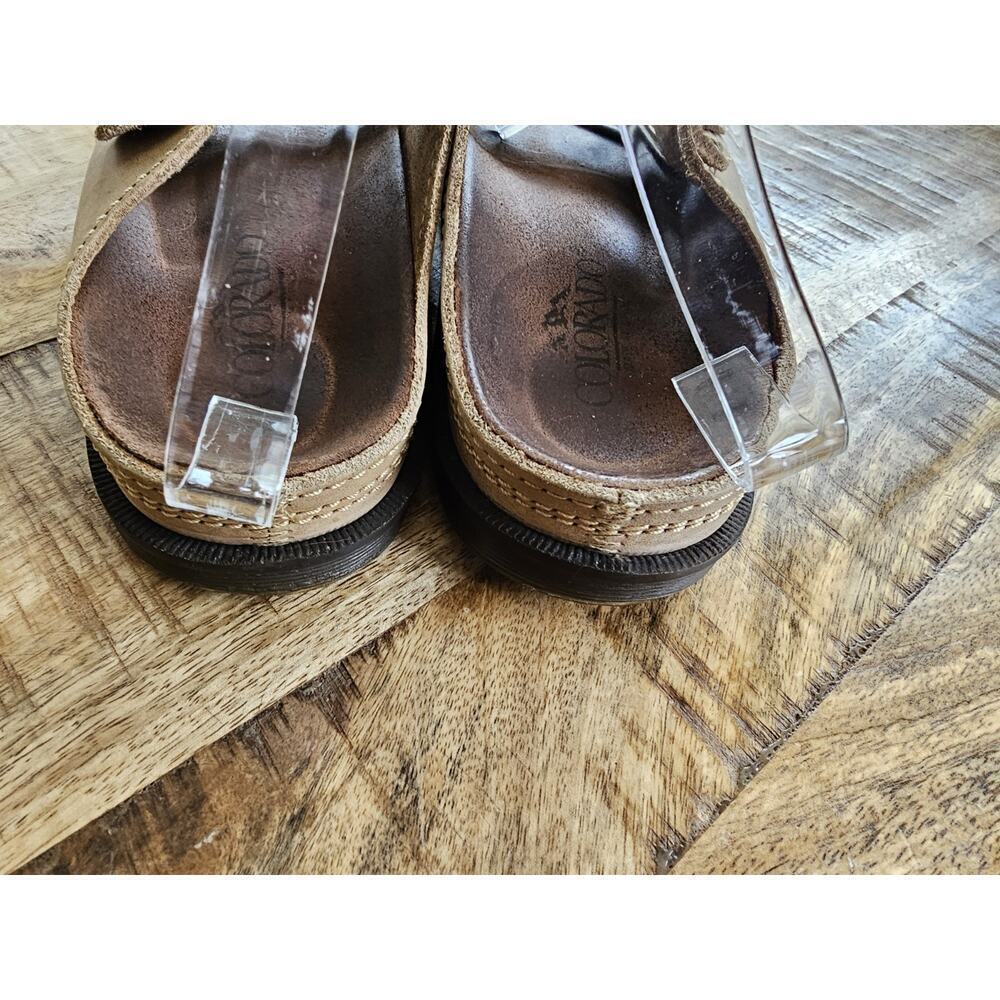 Colorado Leather Slip on Slides Sandals Size US 10 Women's Made in Spain - Picture 6 of 10